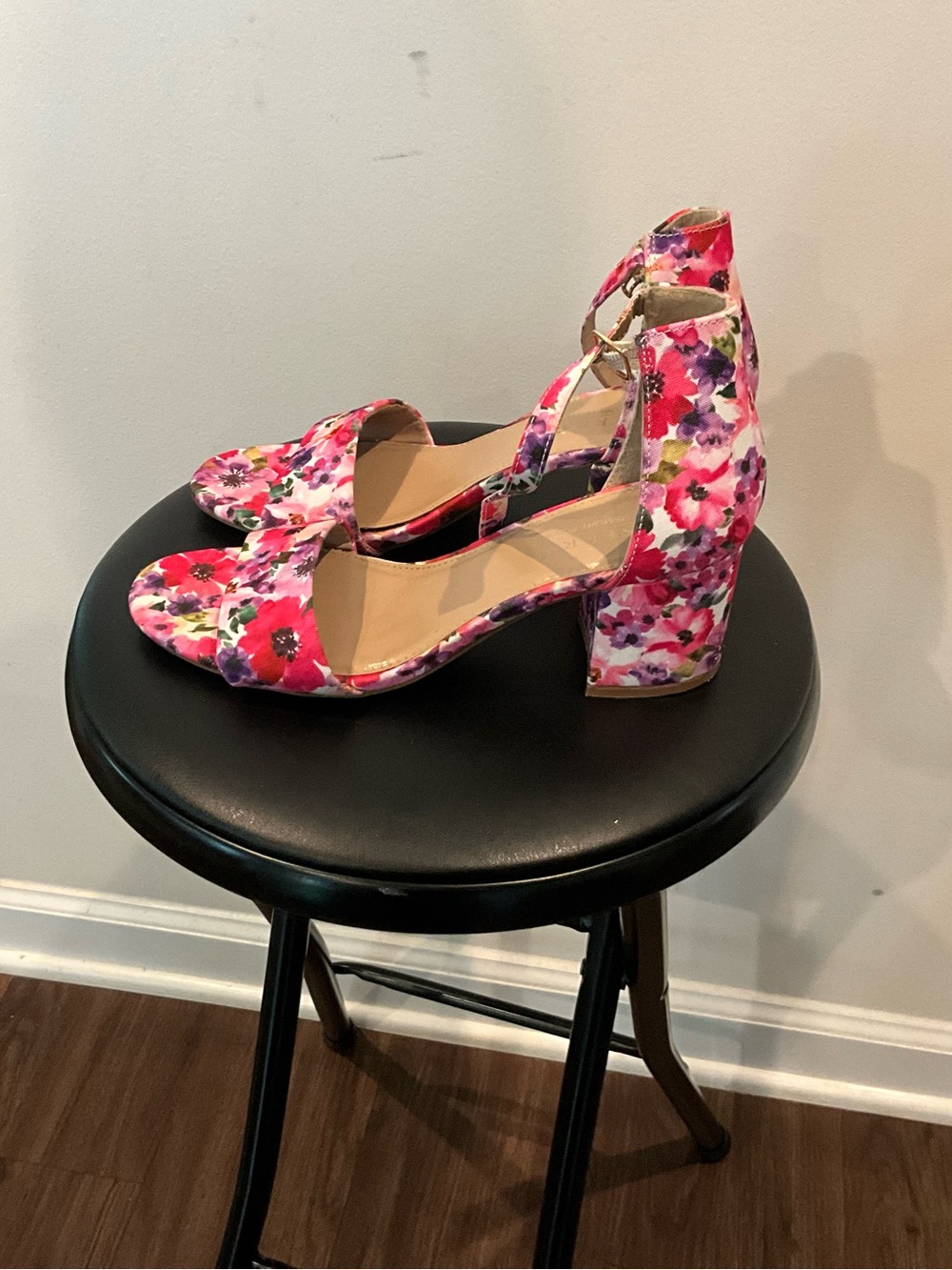 Serra Floral Ankle-Strap Block Heel Sandals - Pink Multi